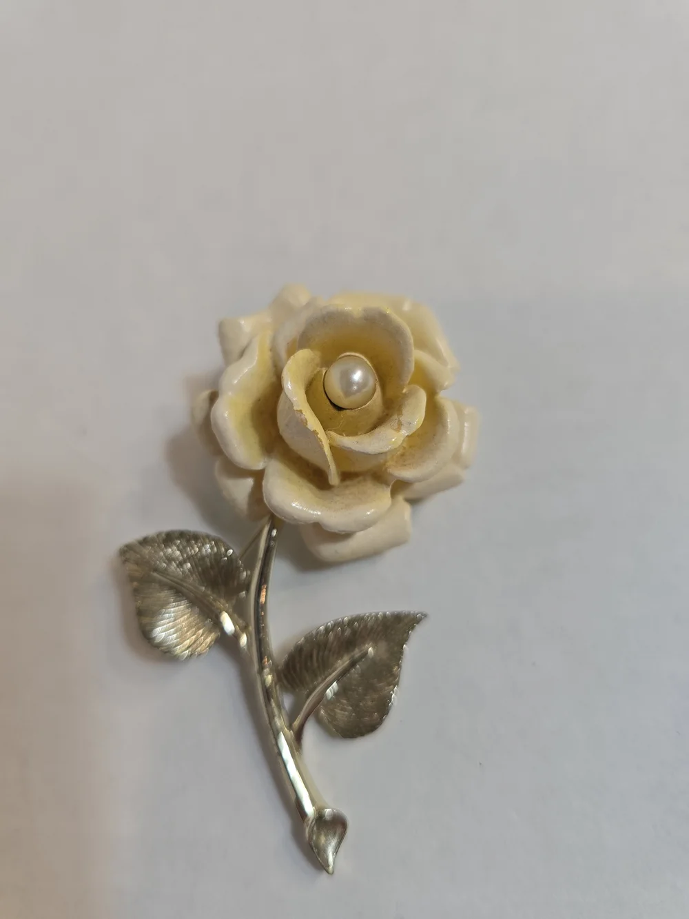 Cream Flower Brooch with Pearl Center - Women Jewelry